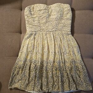 Trixxi Strapless Floral Dress in Yellow, Ivory and Black